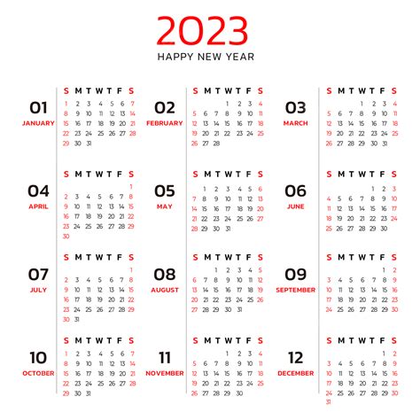 2023년 새해 영어 달력 빨간색 단순 2023 영어 일력 Png 일러스트 및 Psd 이미지 무료 다운로드 Pngtree