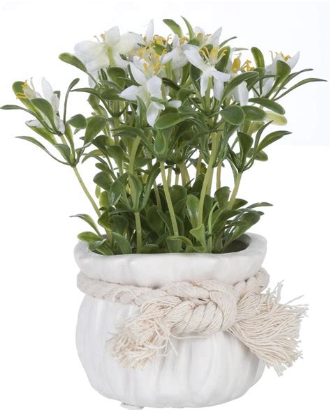 Flori artificiale albe in ghiveci ceramica alba Ø 9 cm x 17 h BIANO