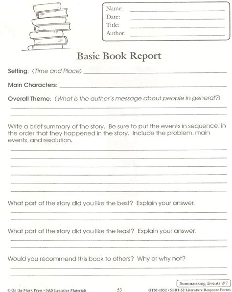 Book Report Outline 7th Grade How To Write A Book Report For 7th