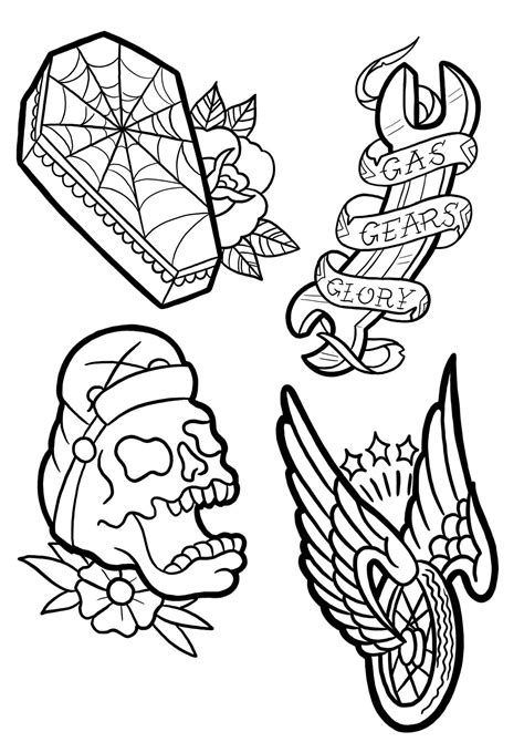 Tattoo Flash Traditional Tattoo Outline Tattoo Flash Sheet