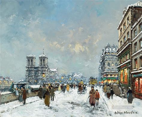 Antoine Blanchard Notre Dame Et Les Quais Paris Painting In Oil For Sale