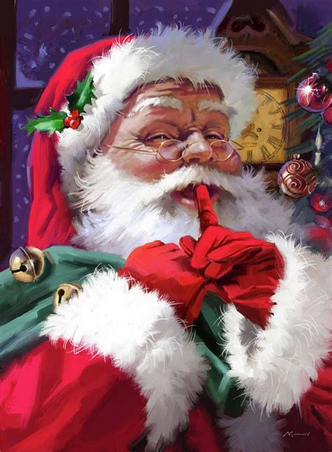 Ssshhh Santa Art Print By The Macneil Studio Santa Art Santa Claus