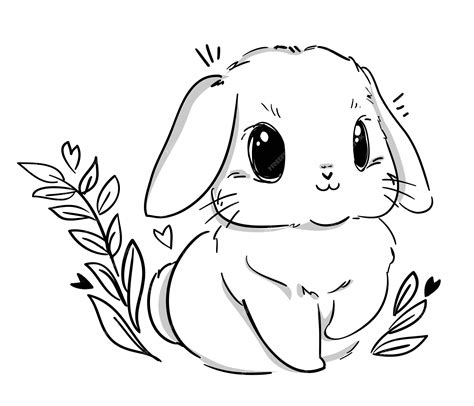 Premium Vector Sketch Cute Rabbit And Heart Childish Print Design On