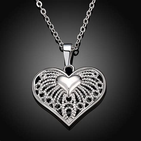 Womens Heart Pendant Inch Chain Necklace Sterling Silver Unbranded Chainpendant