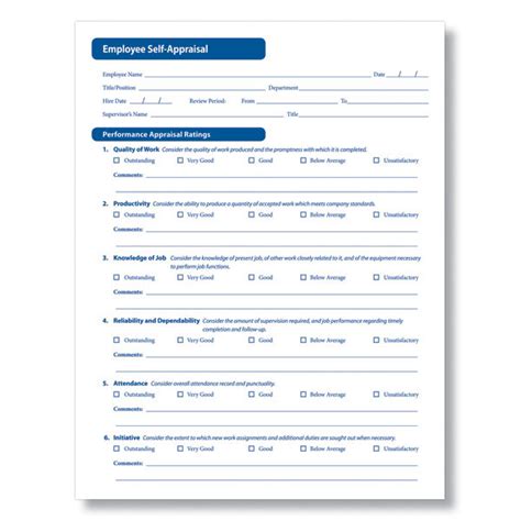 Free Printable Employee Self Evaluation Forms Printable Forms Free Online