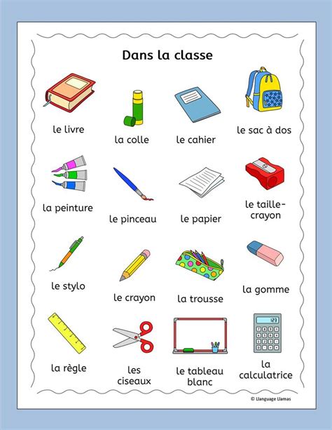 French Classroom Vocabulary Fun Activities Games Puzzles For The