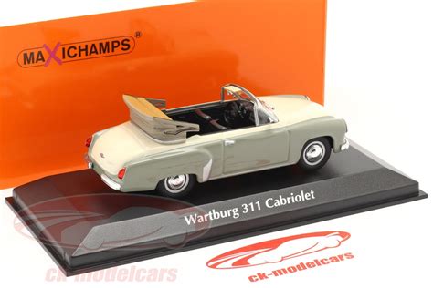 The wartburg 311 was a car produced by east german car manufacturer veb automobilwerk eisenach from 1956 to 1965. Minichamps 1:43 Wartburg 311 Cabriolet year 1958 grey ...