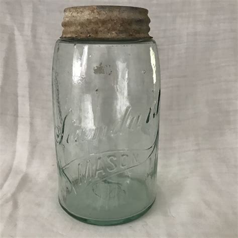 Antique Green Quart Size 1848 Mason Standard Collectible Glass Jars