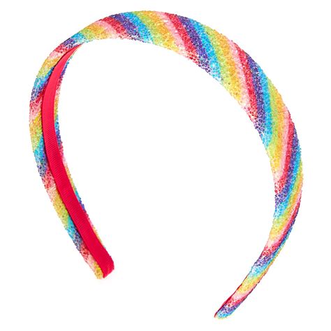 Rainbow Stripe Glitter Headband Claires