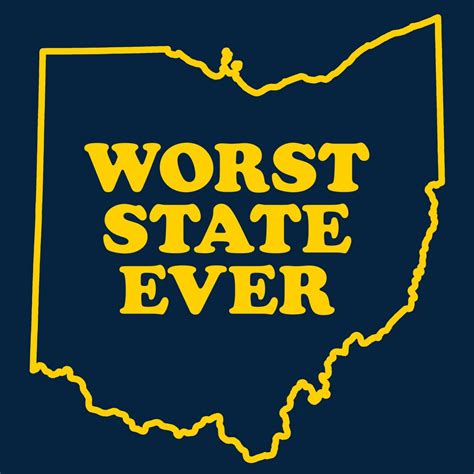 Ohio Worst State Ever Basic Cotton T Shirt Navy Ebay