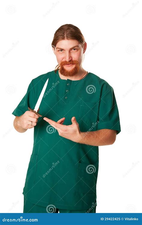 Doctor Man With A Big Knife Stock Image Image Of Background Hands