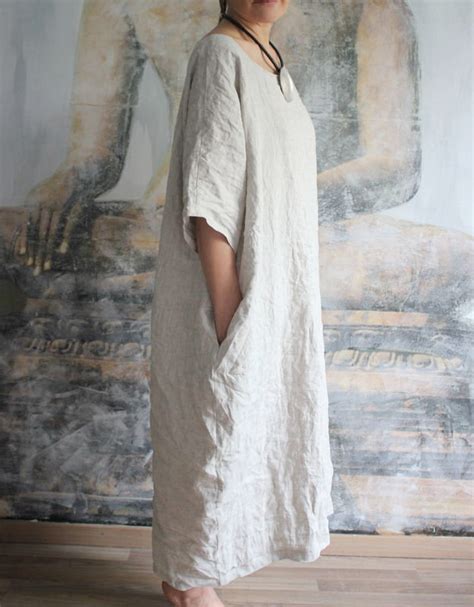 Long Linen Dress With Pocketswhite Linen Dresslinen Maxi Etsy Canada