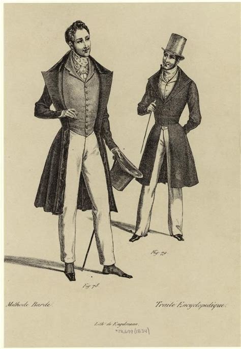 Men Wearing Vests Coats And Hats France 1834 Men Clothing