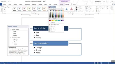 How To Create Smartart Graphic In Word 2016 Youtube
