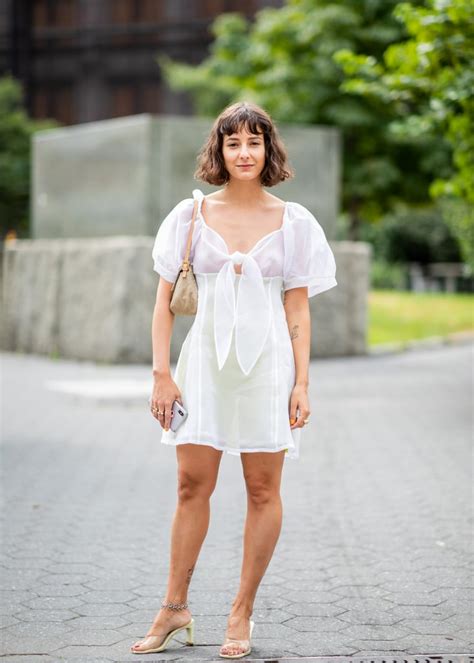 Going Braless In A White Tie Front Dress Sheer Dress Trend At Fashion Week Spring