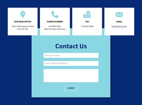 Contact Us Form And Adress Website Template