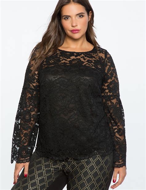 Lace Flare Sleeve Top Eloquii Flared Sleeves Top Plus Size Tops Fashion