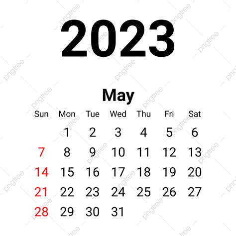 2023年5月のミニマリストカレンダーイラスト画像とpngフリー素材透過の無料ダウンロード Pngtree