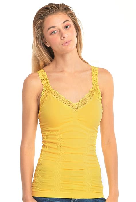 Women S Seamless Wrinkled Lace Trim Camisole Slim One Size Layering