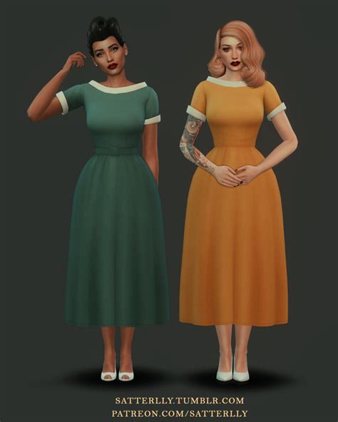 Retro Dress Poppy Satterlly Sims 4 Mods Clothes Retro Dress