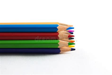 Bundle Of Rainbow Colored Pencils Stock Photo Image Of Detail Purple