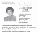 Traueranzeigen von Maria Kettler | sich-erinnern.de