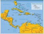 Political Map of Central America and the Caribbean (West Indies ...