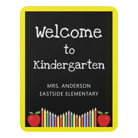 Welcome To Kindergarten Chalkboard Teacher Door Sign