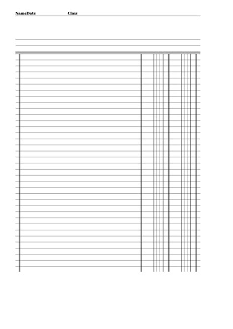 Lined Paper With Columns Printable