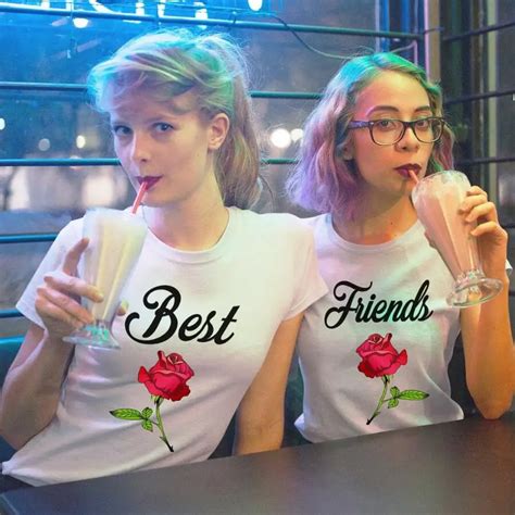 best friends shirts letter flower print t shirt women tees casual bff t shirts for female