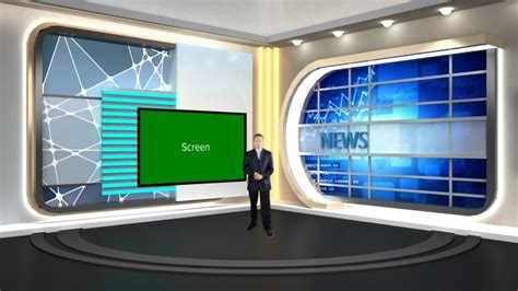 News 013 Tv Studio Set Virtual Green Screen Background Psd Datavideo Images