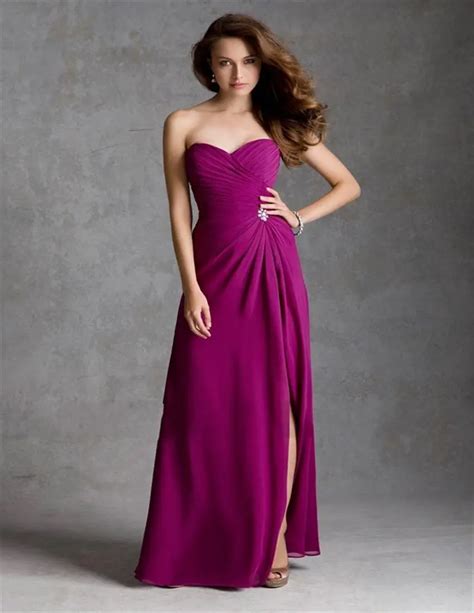 Hot Sale Pink Fuschia Long Bridesmaid Dresses Sweetheart Formal