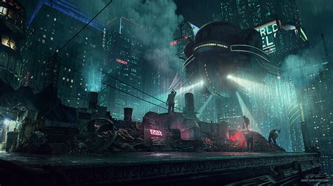 Hd Wallpaper Sci Fi Cyberpunk City Futuristic Night Rain