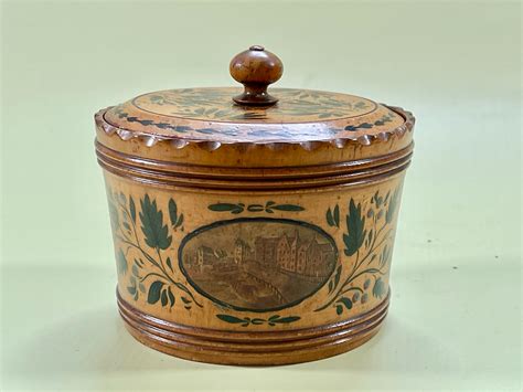 Antique Tunbridge Ware Circular Sewing Box Treenantiquesdevon