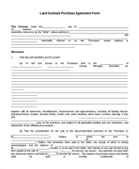 Free 9 Sample Land Agreement Forms In Pdf Ms Word