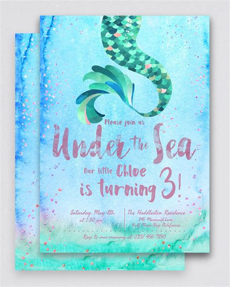 Printable Mermaid Birthday Invitations