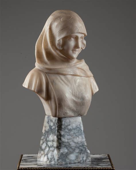 French Art Deco Alabaster Sculpture Of A Female