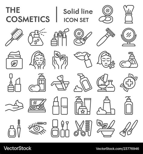 Cosmetics Line Icon Set Makeup Symbols Collection Vector Image