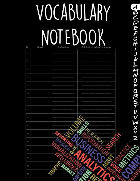 Vocabulary Notebook 100 Page Alphabetical Notebook Large Notebook 4