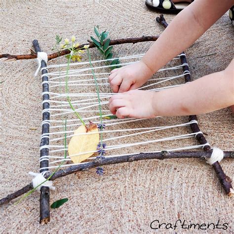 Weaving The Loom Camping Crafts For Kids Camping Crafts Nature Weaving