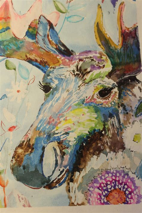 An Abstract Moose Done In Watercolor And Ink By Darcy Brambrink Of