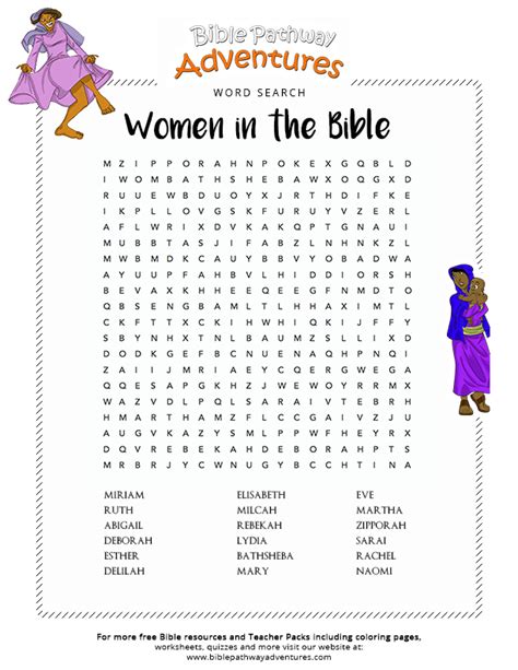 Women In The Bible Bible Word Searches Bible Lessons For Kids Bible