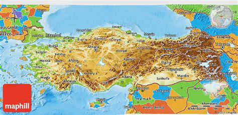 Physical 3d Map Of Turkey Political Outside Shaded Relief Sea