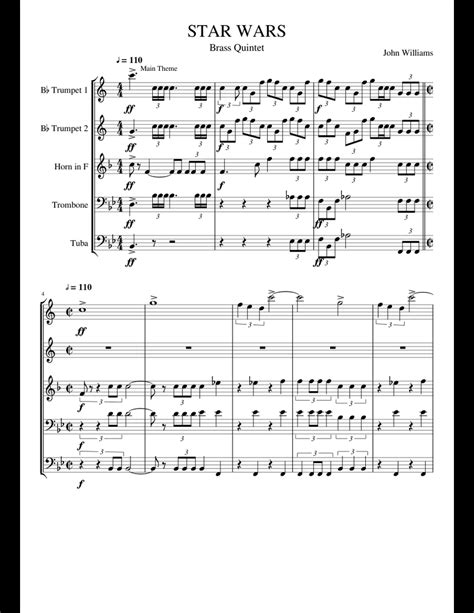 We have arrangements and original scores for all skill levels. STAR WARS-Brass Quintet sheet music for Trumpet, French Horn, Trombone, Tuba download free in ...