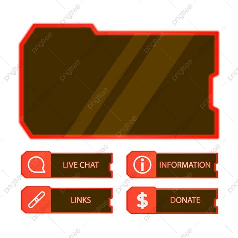 Red Twitch Panel Overlay Isolated On Transparent Background In Pack