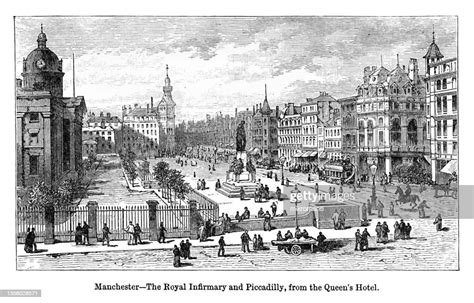 Old Engraved Illustration Of Manchester The Royal Infirmary And