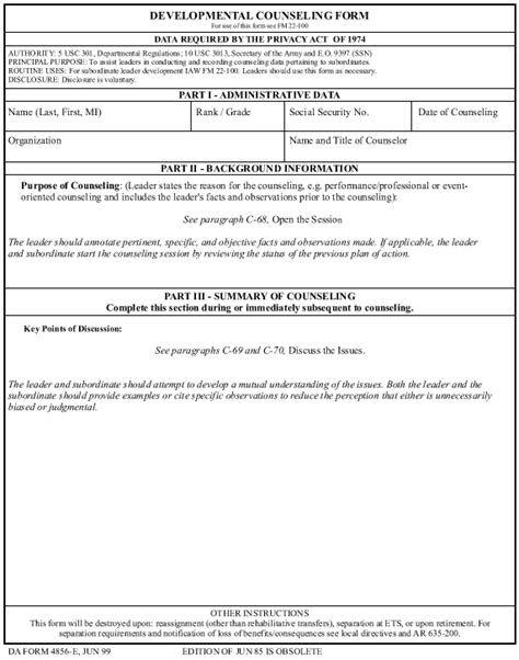 Guidelines On Completing A Da Form 4856