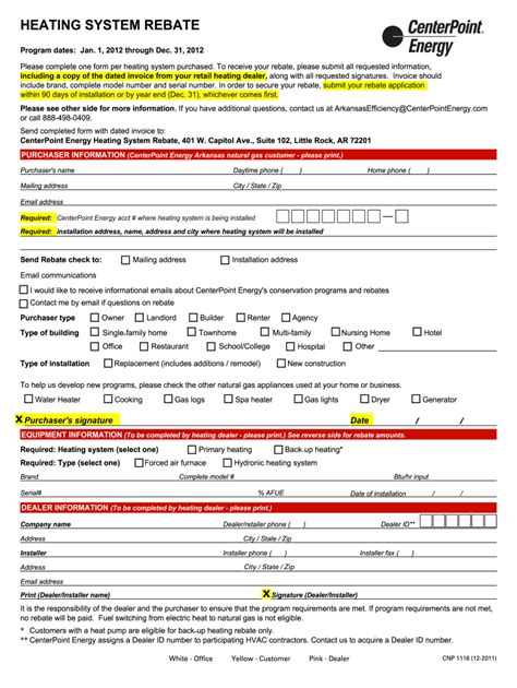 center point energy rebate forms fill out and sign printable pdf template airslate signnow