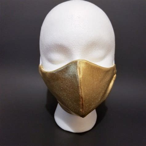 Golden Face Mask Over The Head Style In 2020 Gold Face Mask Face