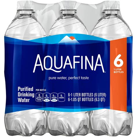 Aquafina Purified Drinking Water 1 L 6 Count